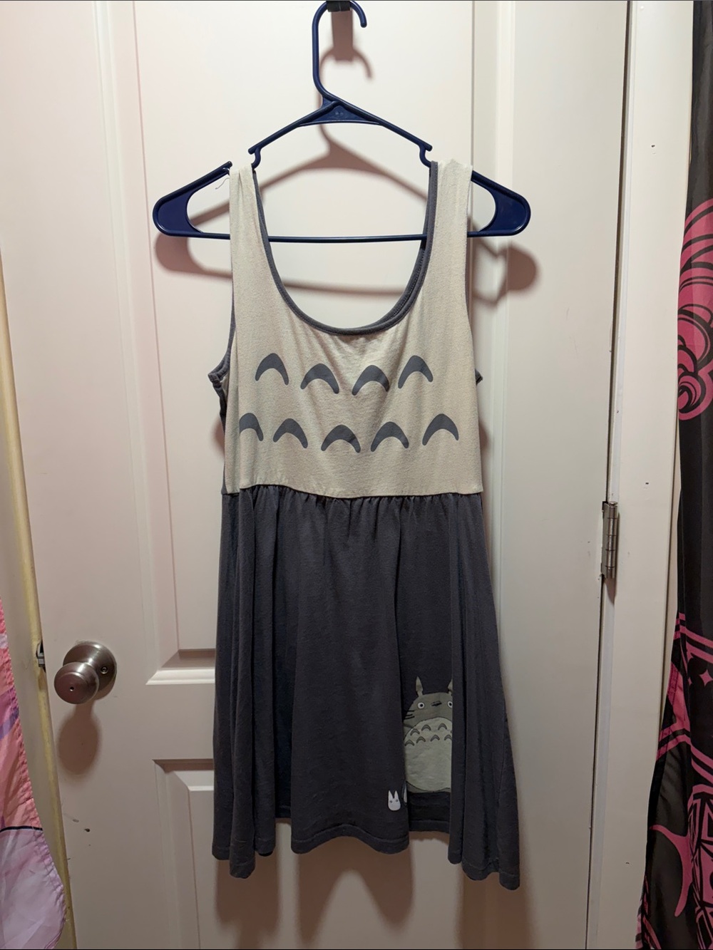 Hot Topic Gray and Cream Totoro Tank Dress